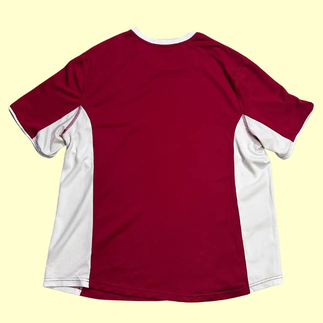 Tek Gear performance t-shirt in maroon and white.
