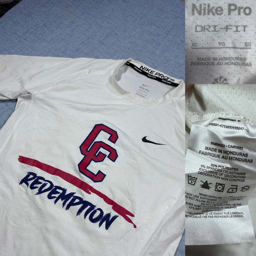 Nike® White Dri FIT Compression Shirt-YXL