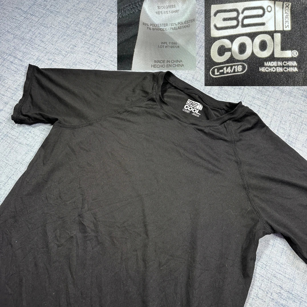 32 Degrees® Black Cool Performance T Shirt-YL