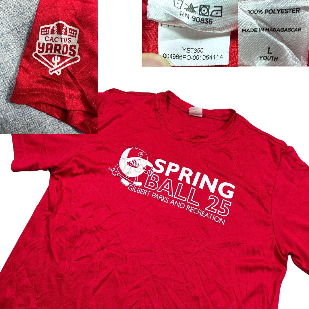 Sport-Tek® Red Baseball Team Performance T Shirt Number 4-YL