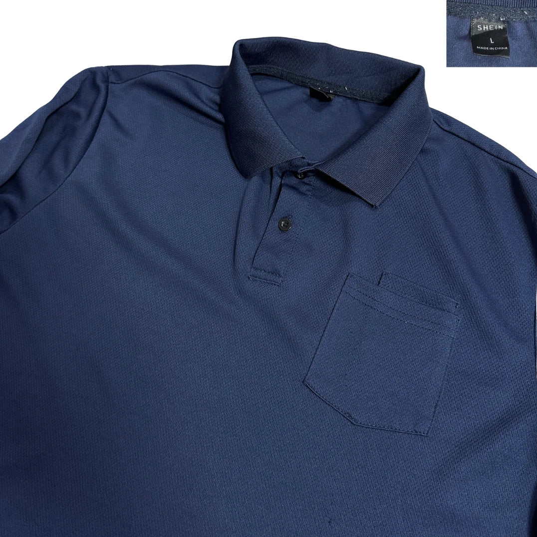 Shein ® Navy Long Sleeve Polo Shirt 🔵