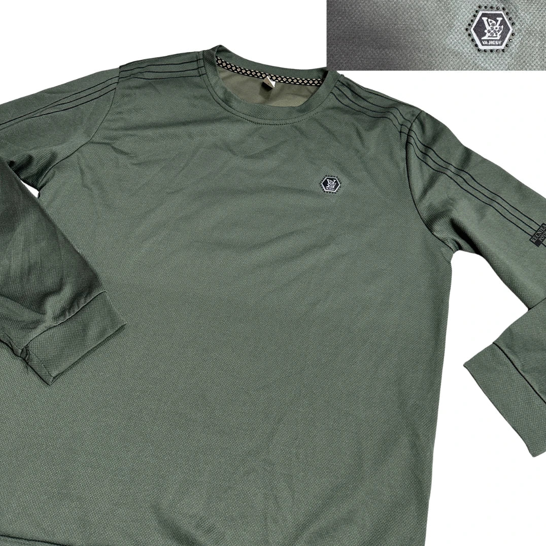 Olive Green Premium Textured Long Sleeve Tee(M)