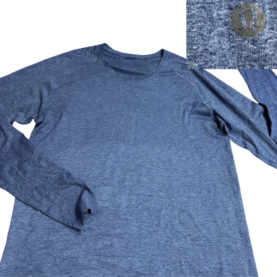 Heather Blue Seamless Performance Long Sleeve Shirt(L)