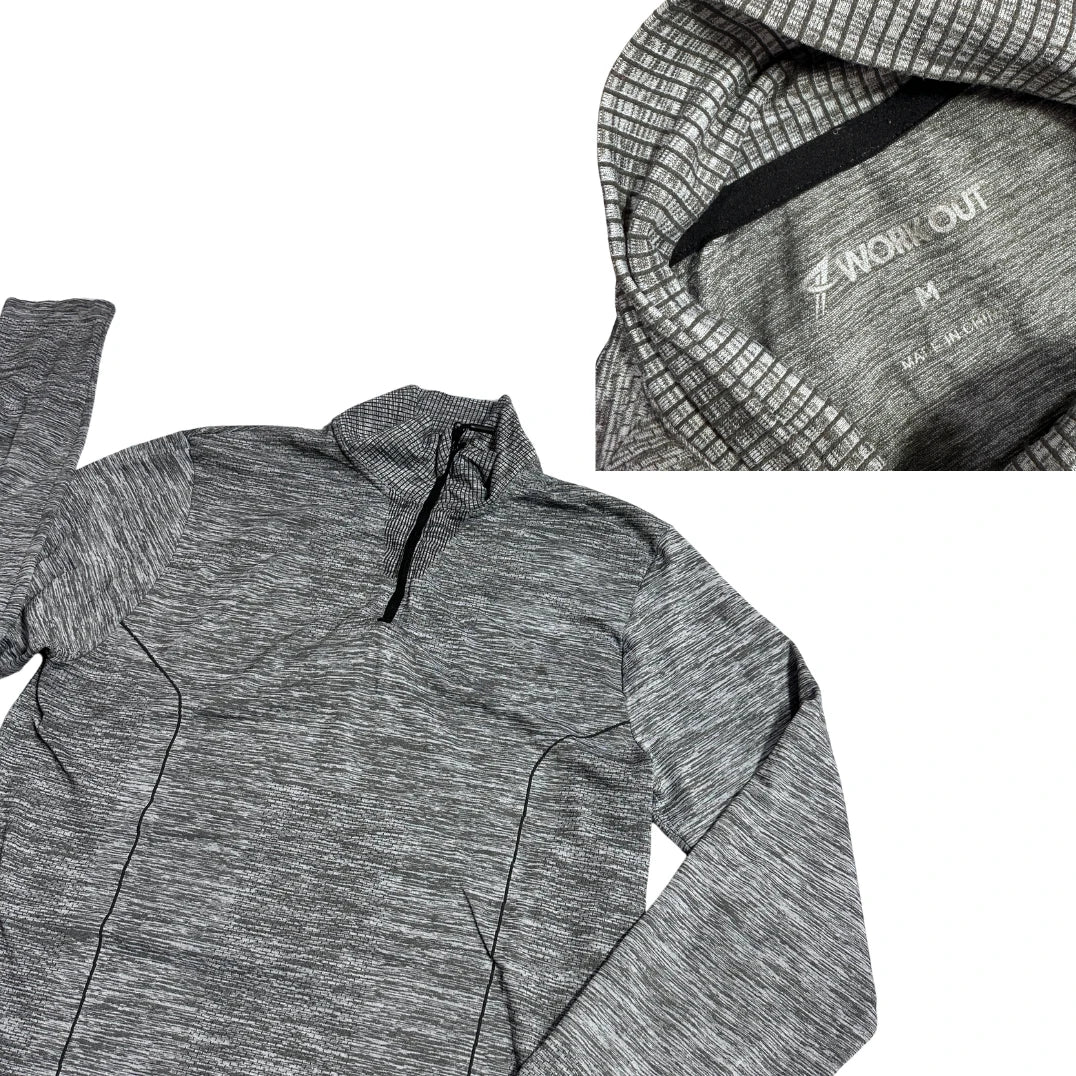 Workout® Heather Grey Quarter Zip Performance Top(M)