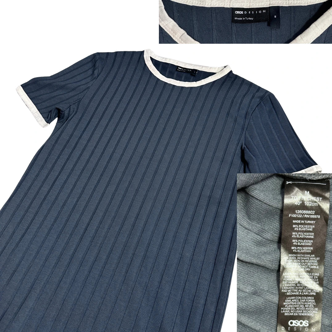 ASOS® Design Ribbed Navy Casual Tee(S)