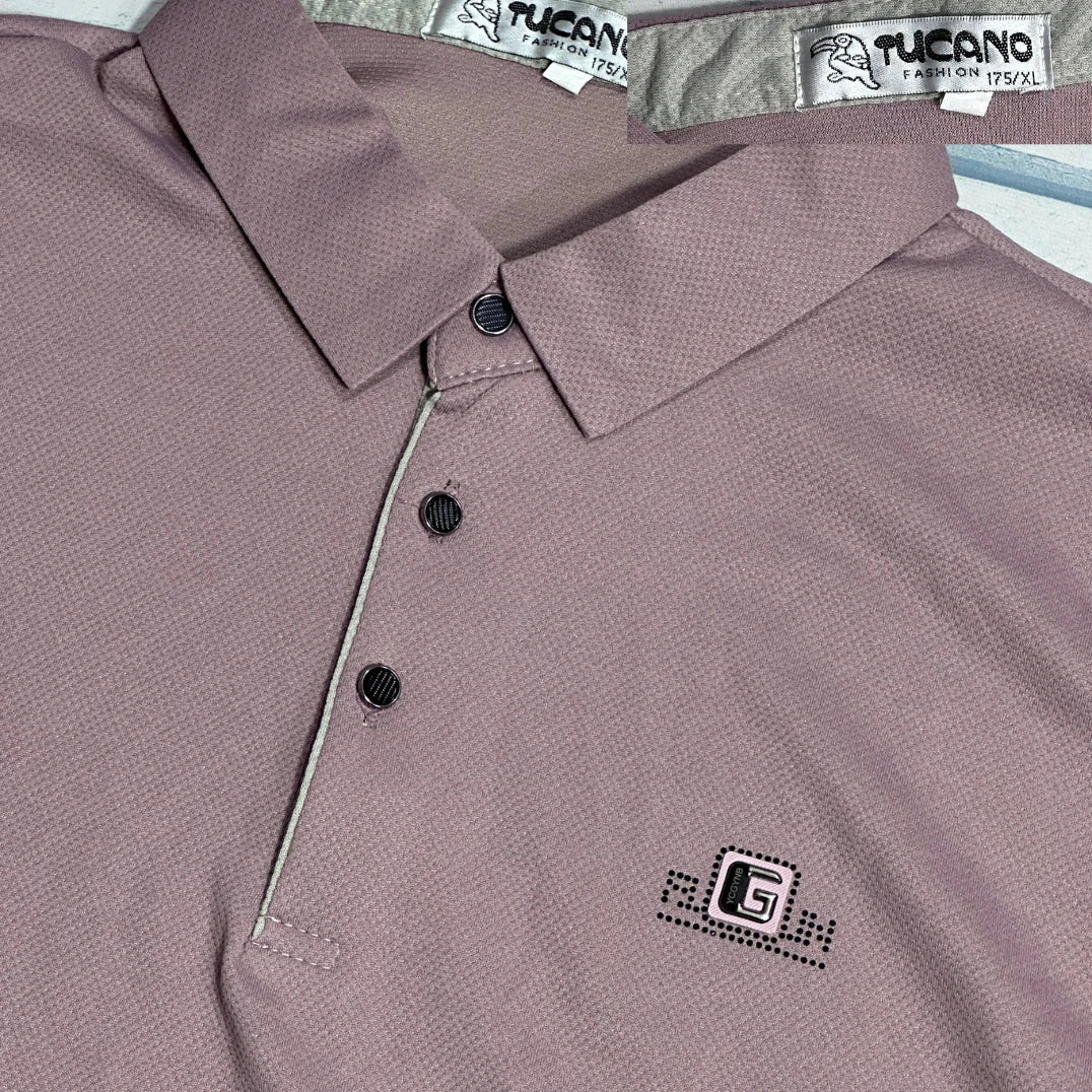 Tucano® Mauve Long Sleeve Polo Shirt 🎯(S)