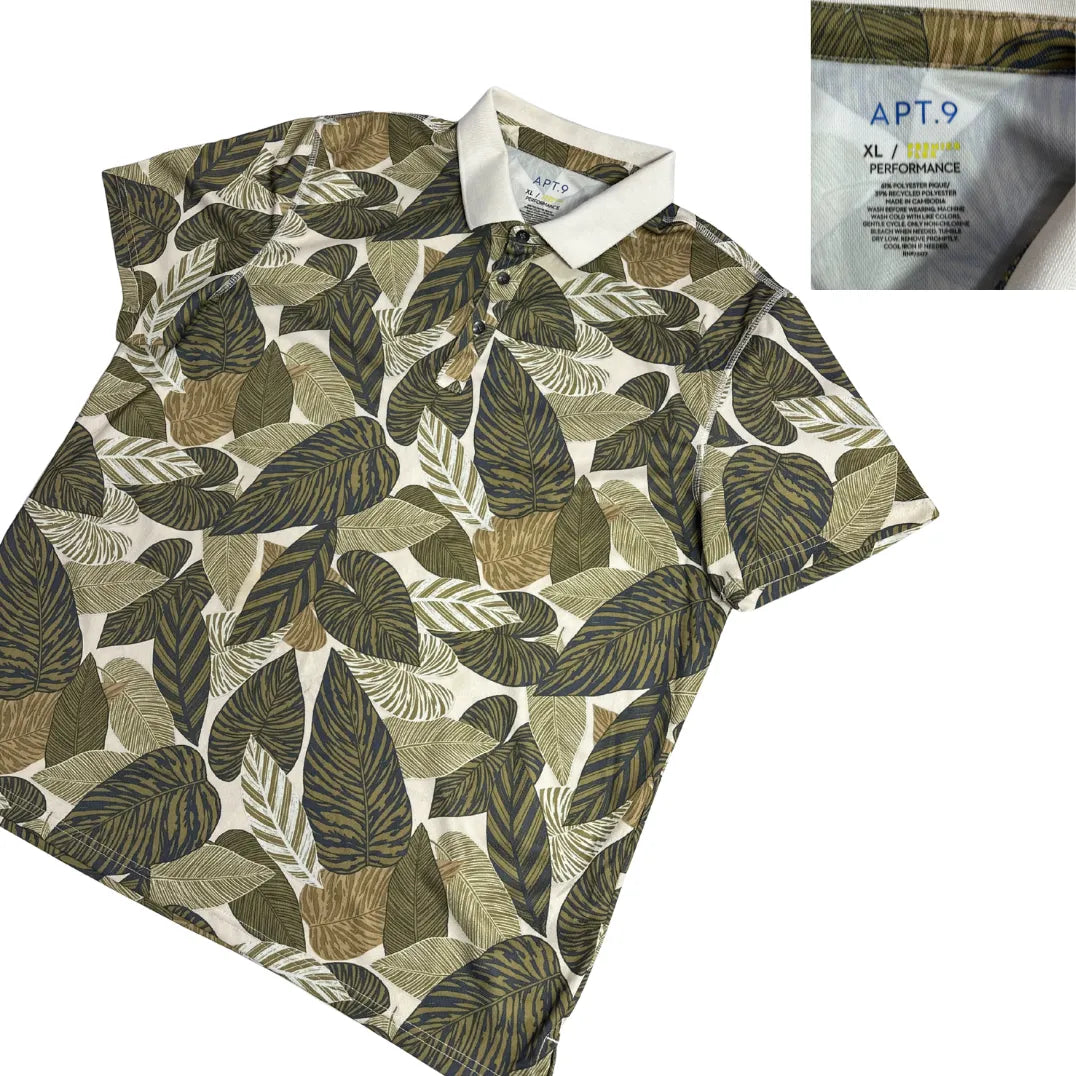 APT 9 Tropical Leaf Performance Polo