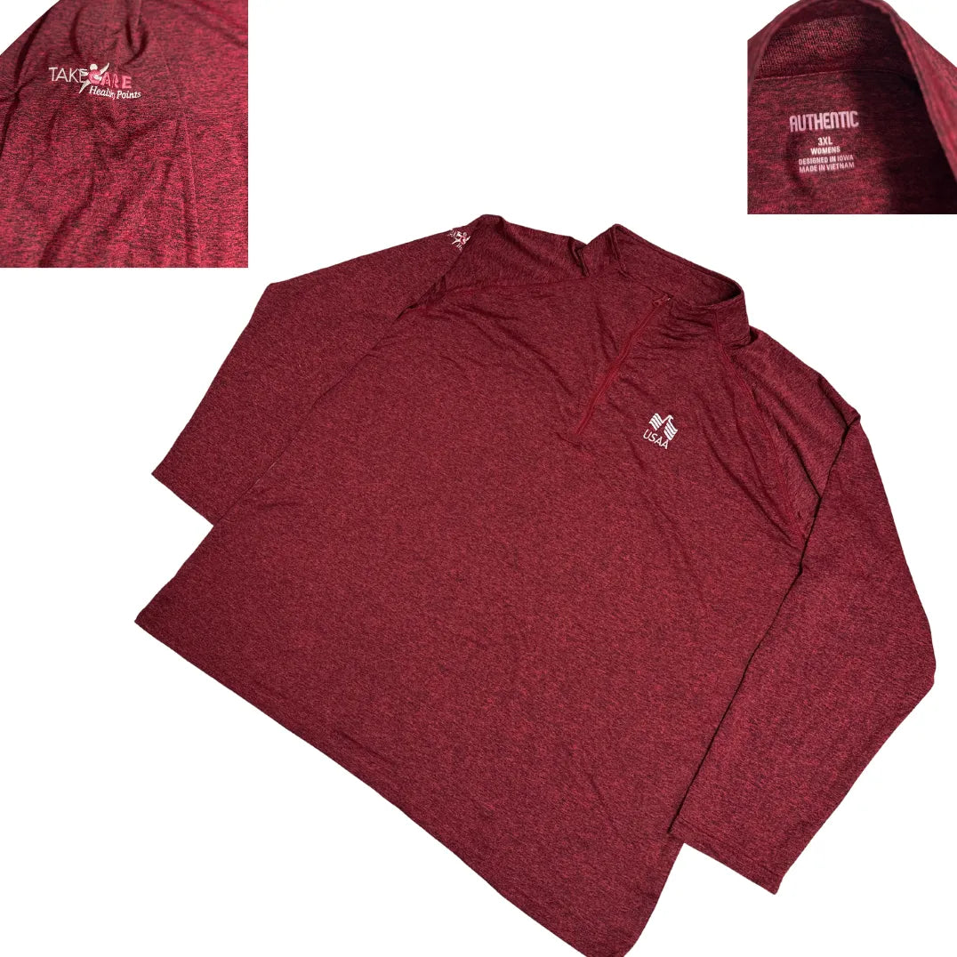Authentic Heather Maroon Quarter Zip Performance Pullover