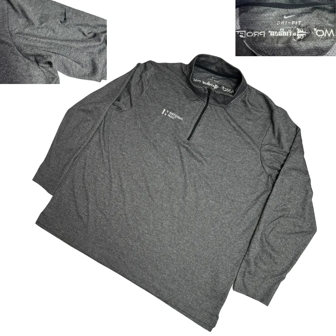 Nike Dri Fit Heather Grey Quarter Zip Performance Pullover