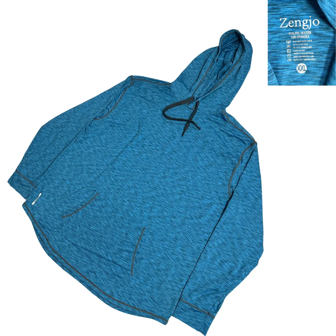 Zengjo Heather Blue Performance Pullover Hoodie