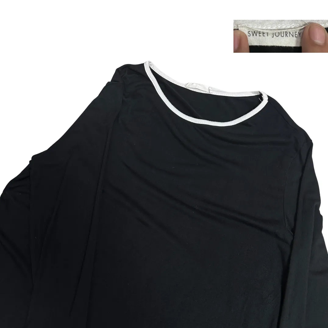 Sweet Journey ® Black Ruffle Sleeve Top