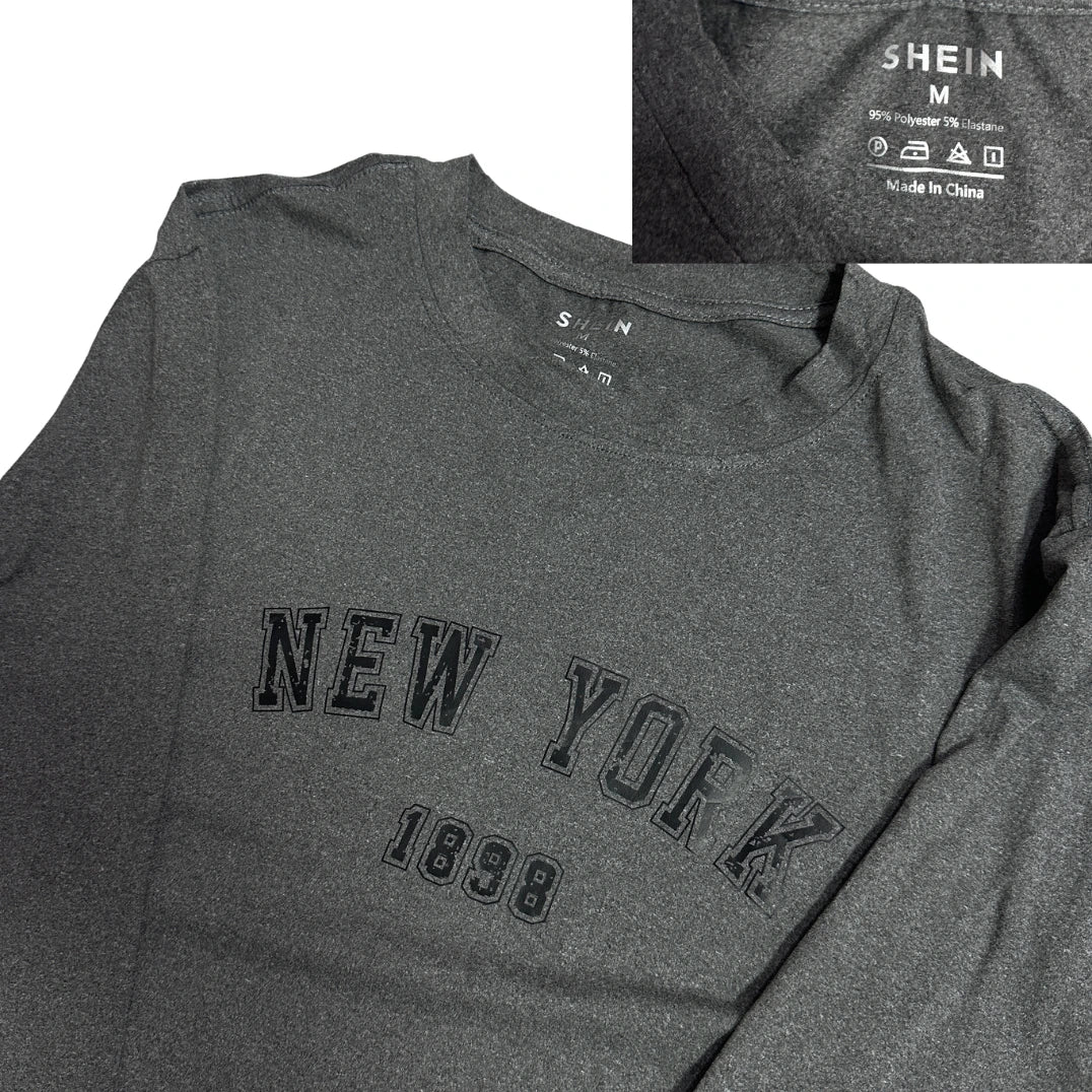 ⚫ SHEIN® “New York 1898” Long Sleeve Tee (M)