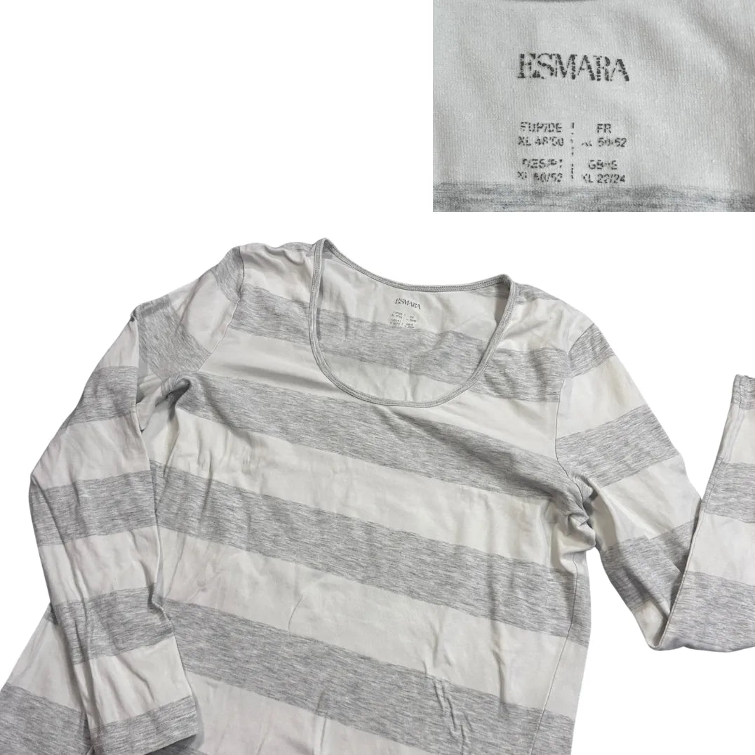 Esmara® White Grey Striped Long Sleeve Top(XL)