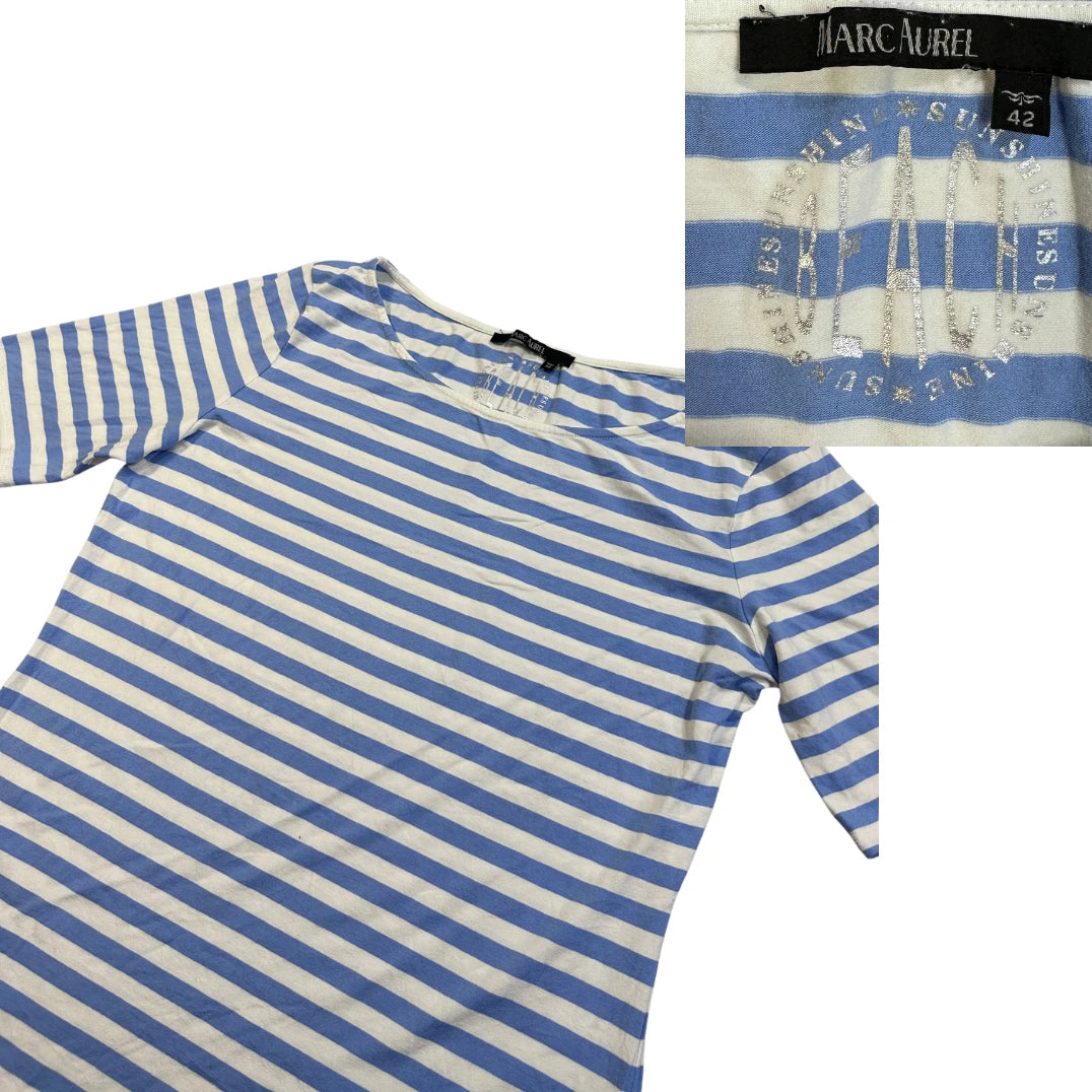 Marc Aurel® Blue White Striped Casual Top