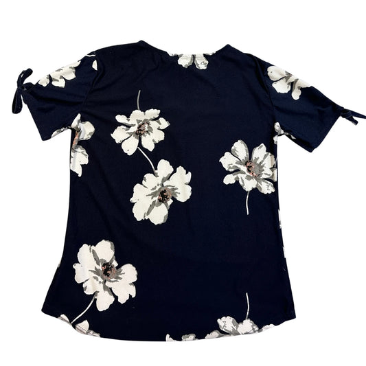 INC International Concepts® Navy Floral Lace-Up Top