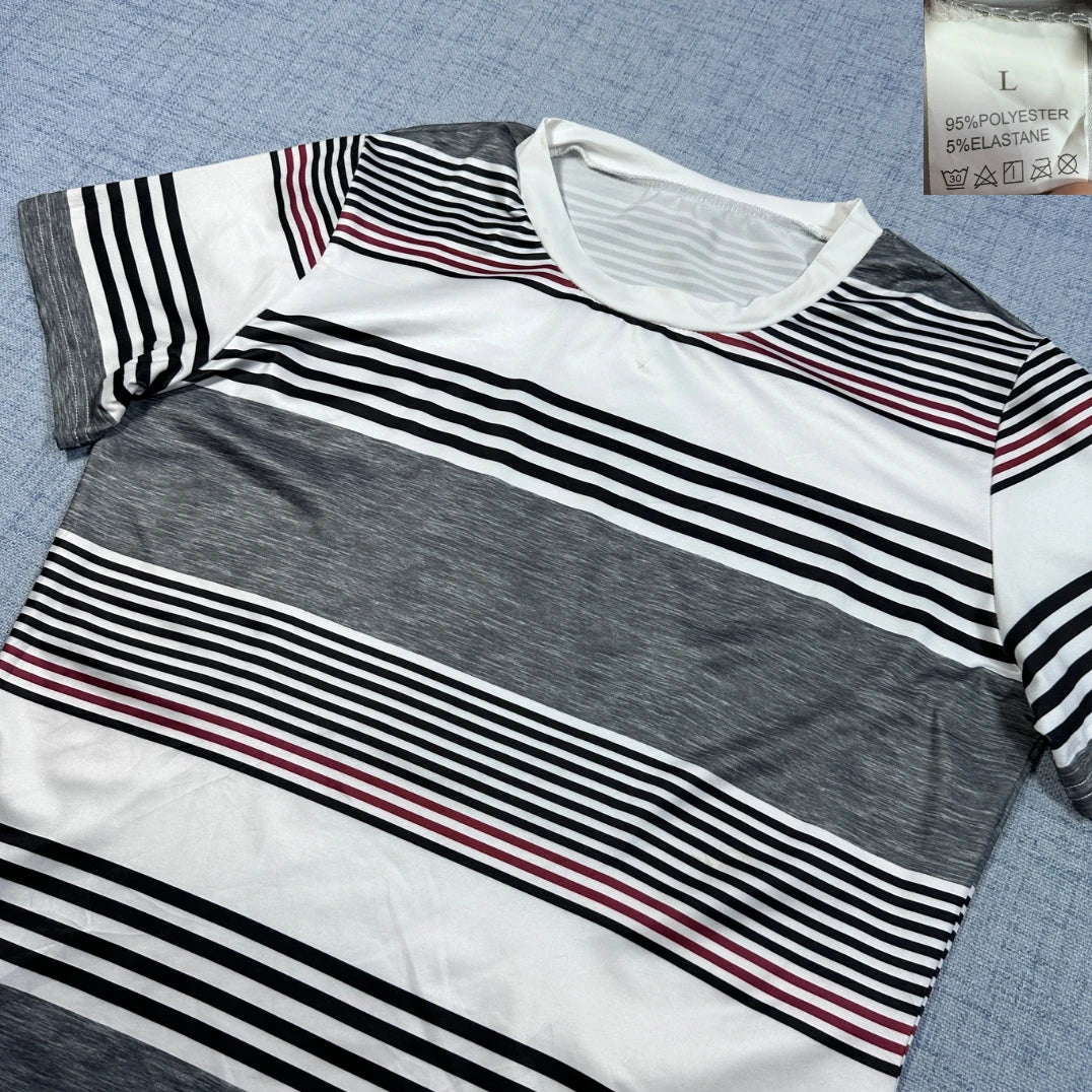 Unbranded Gray Striped T Shirt-L