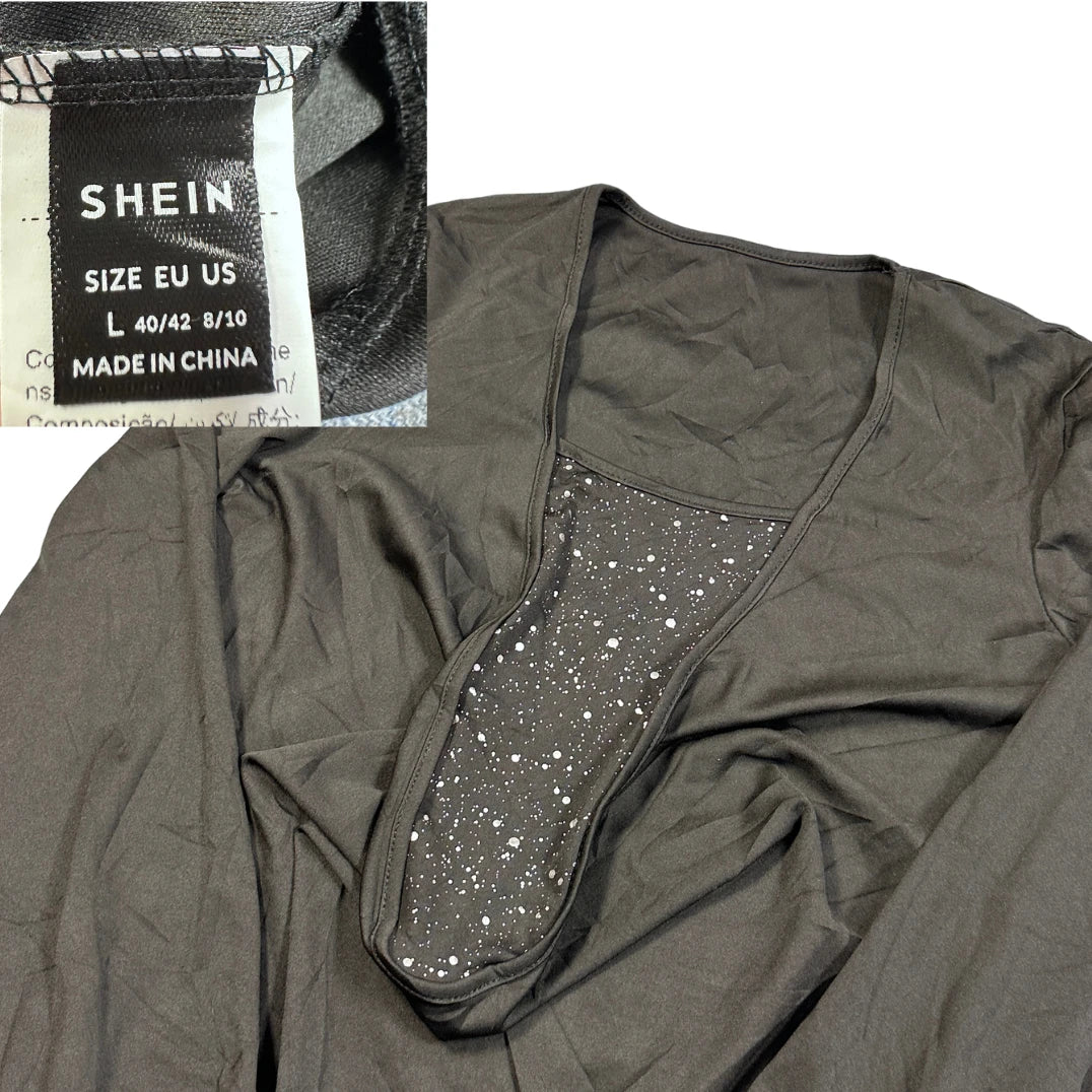 SHEIN® Black Deep Neck Top-L