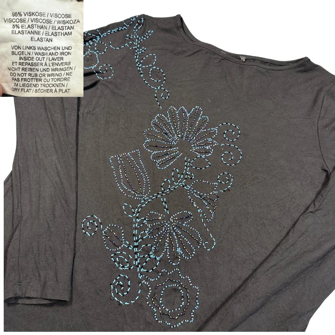 Unbranded Black Floral Long Sleeve-L
