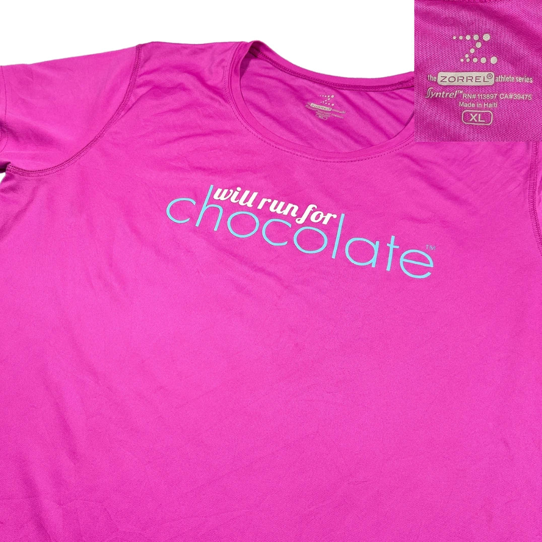 Zorrel® Pink Will Run For Chocolate T Shirt-XL