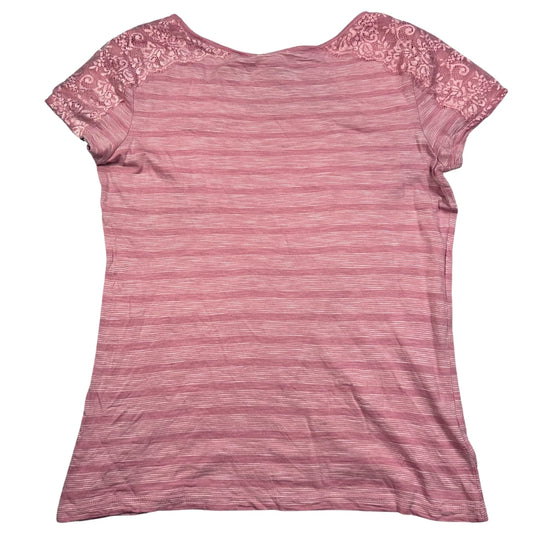 Tom Tailor® Dusty Pink Striped Lace T Shirt-L