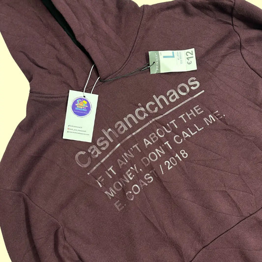 🟣 Primark “Cash and Chaos” Maroon Hoodie – Large