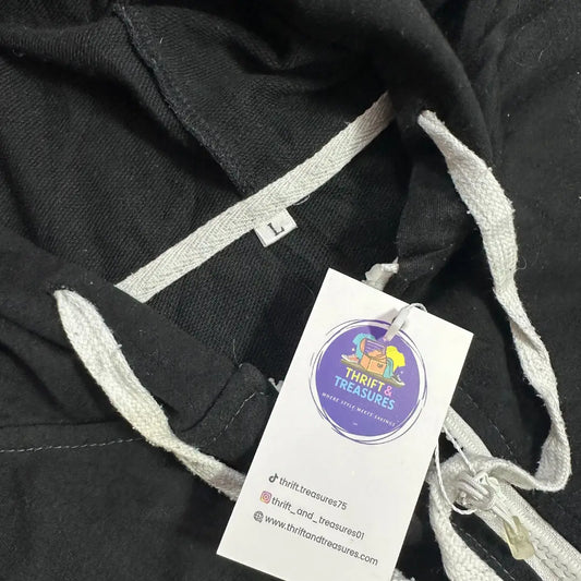 ⚫ Tri-Tone Grey Zip-Up Hoodie – Large