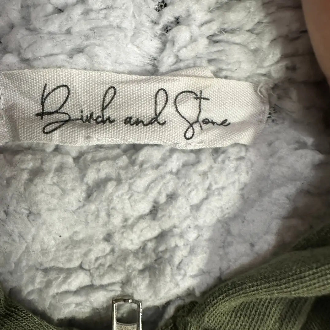 🌿 Birch & Stone Olive Sherpa-Lined Zip Hoodie