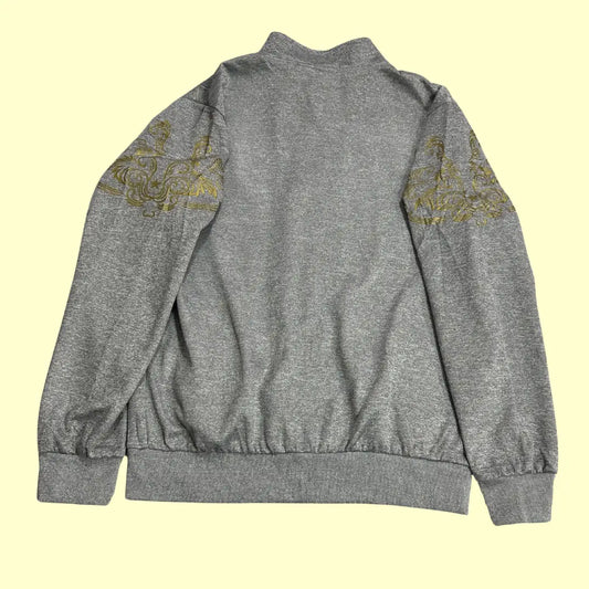 Men’s Grey Track Jacket with Gold Embroidered Design