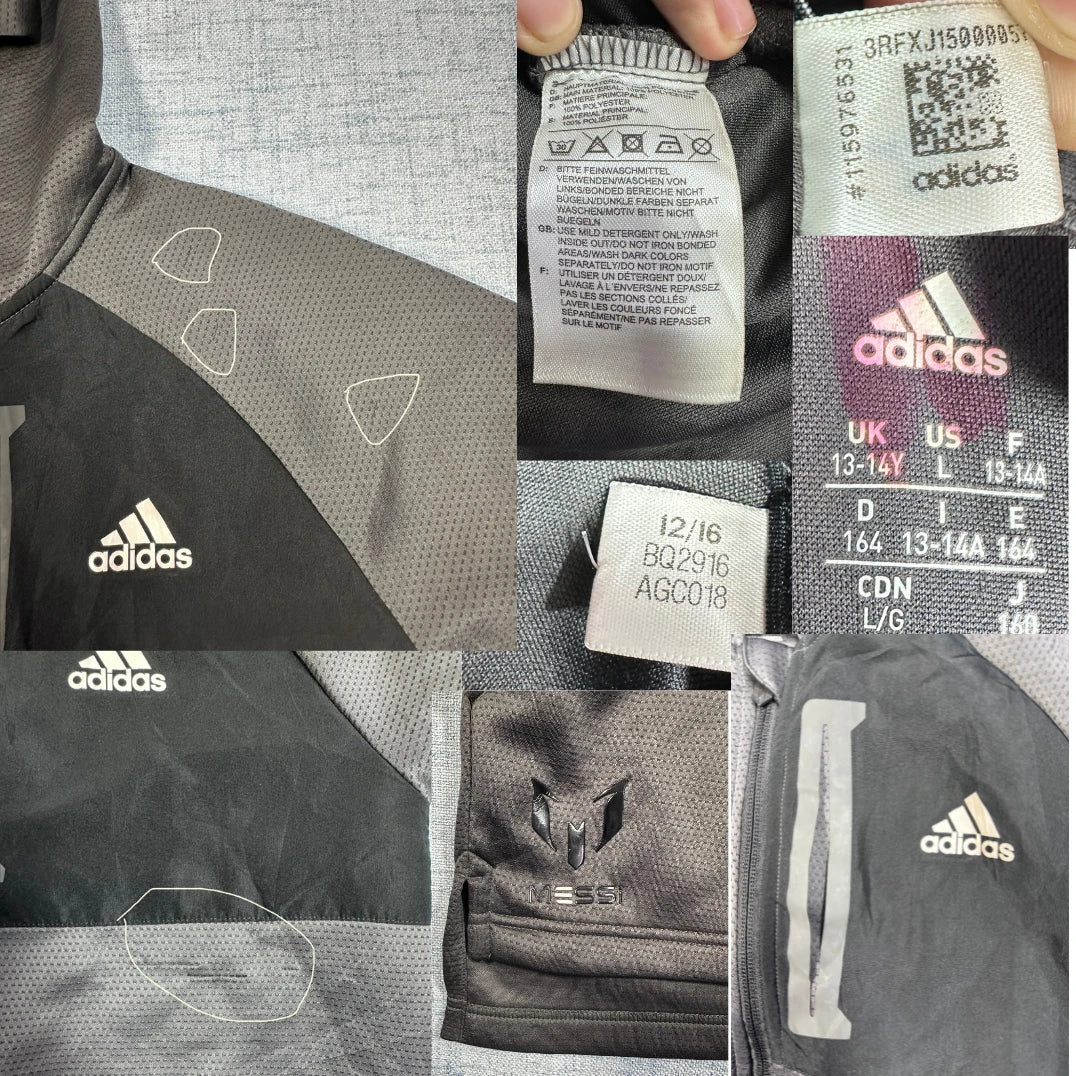 Adidas x Messi Grey/Black Zip Hoodie (Youth 13-14Y)-XS
