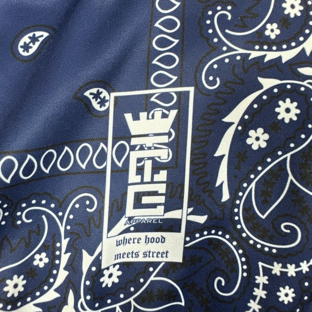 Ace Apparel Navy & Royal Blue Bandana Print Zip Hoodie-L