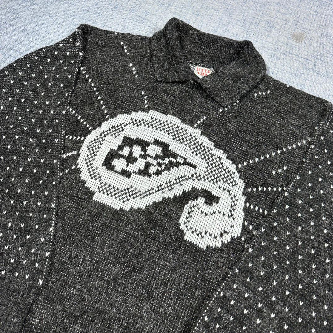 Unbranded Charcoal Graphic Knit Sweater-M