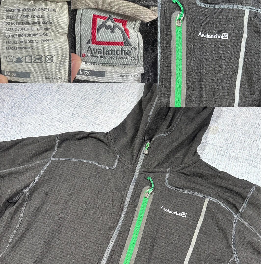 Avalanche® Black Grid Fleece Full Zip Hoodie-L