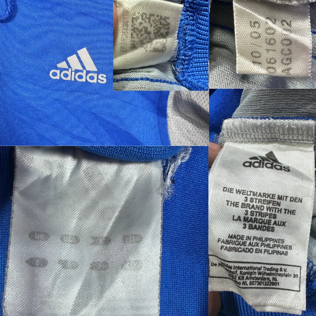 Adidas® Blue Grey Full Zip Hoodie Three Stripe-L