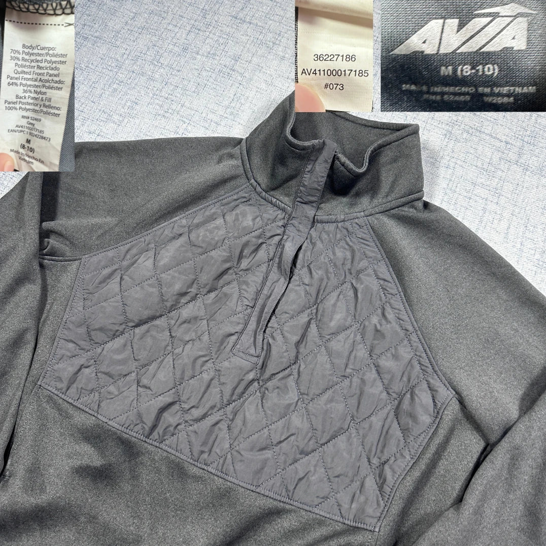 Avia® Grey Quilted Panel Quarter Zip Pullover-YM