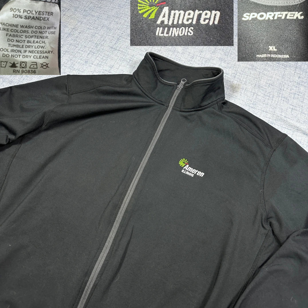 Sport-Tek® Black Stretch Track Jacket Grey Trim-XL