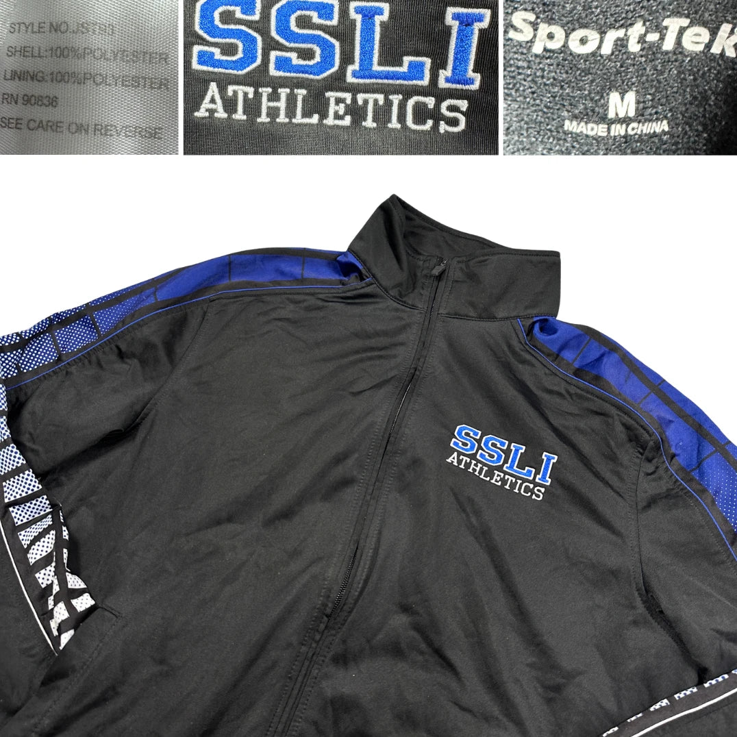 Sport-Tek® Black Royal Blue Track Jacket Checker Sleeve-M