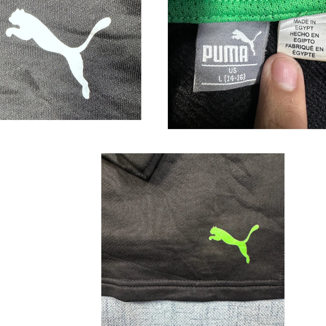 Puma® Black Green Pullover Hoodie-L