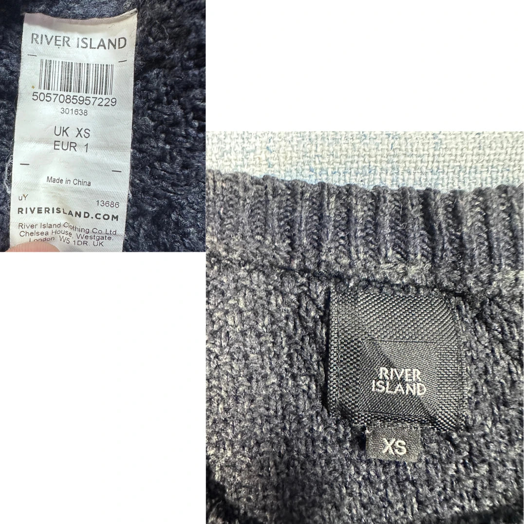 River Island® Navy Textured Knit Sweater-XS