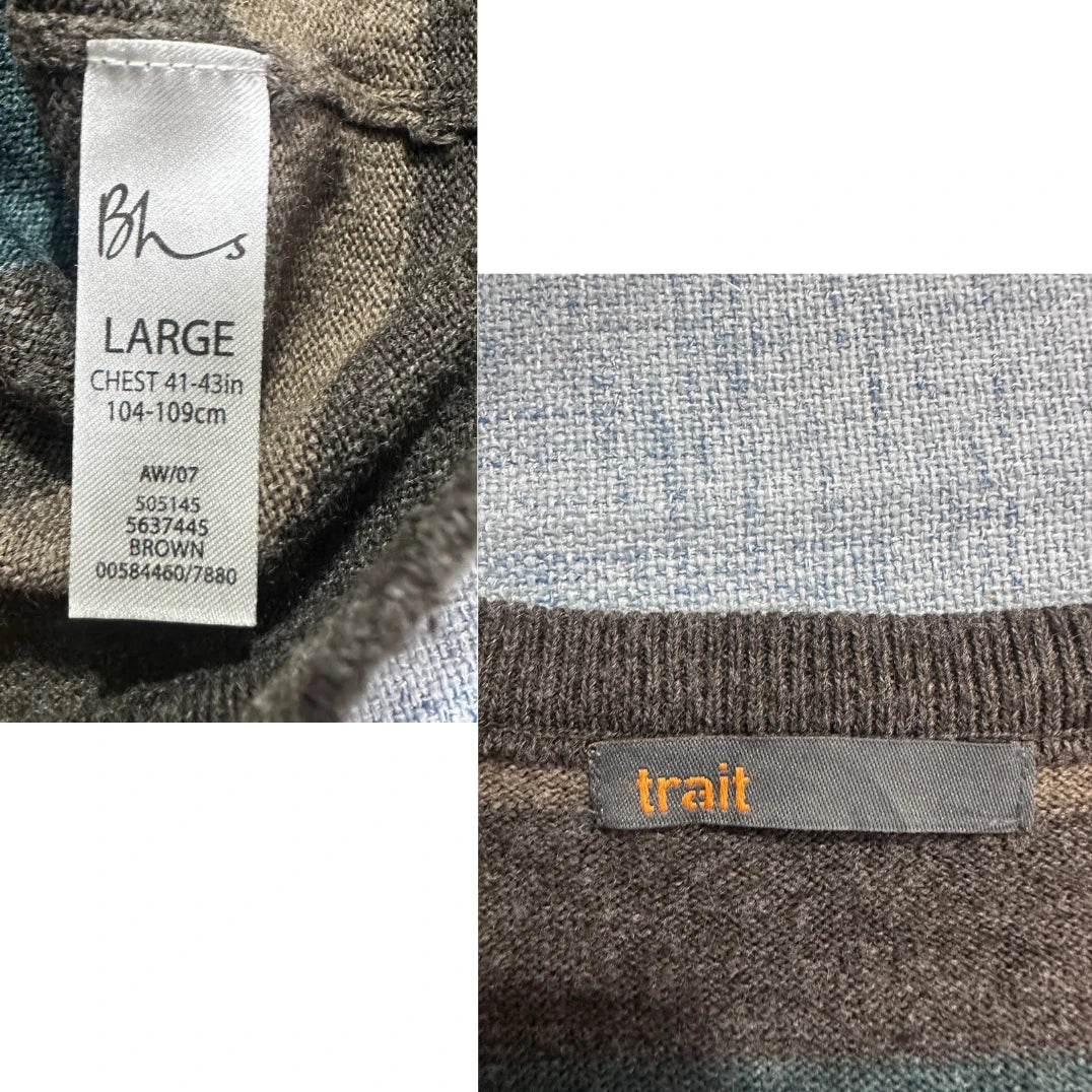 Trait® Brown Teal Striped Knit Sweater-L