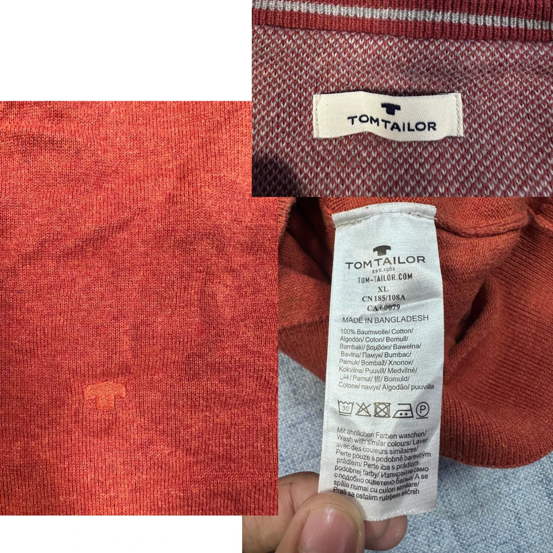 Tom Tailor® Rust V-Neck Cotton Sweater-XL