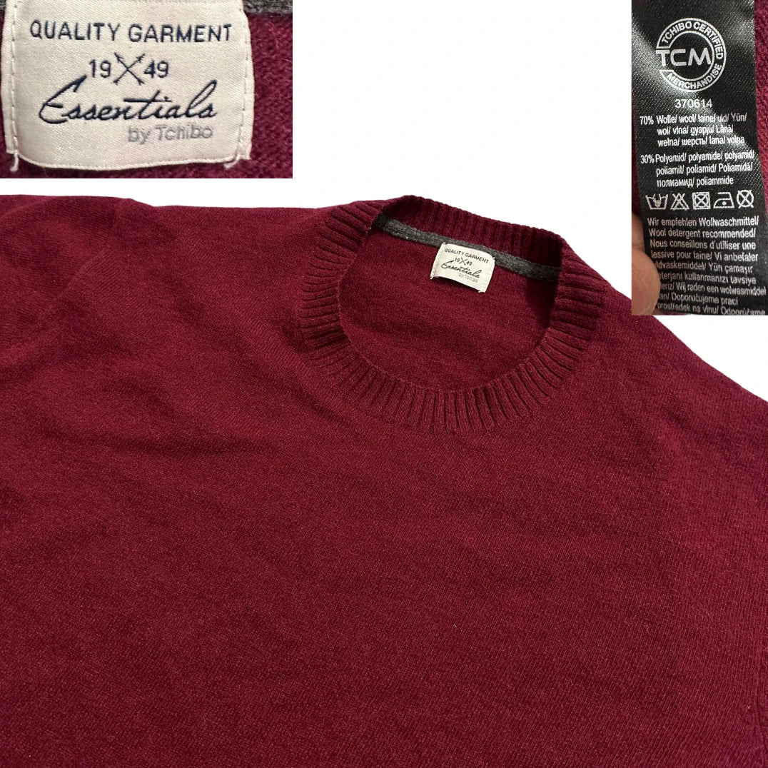 Tchibo® Burgundy Wool Crew Sweater-L