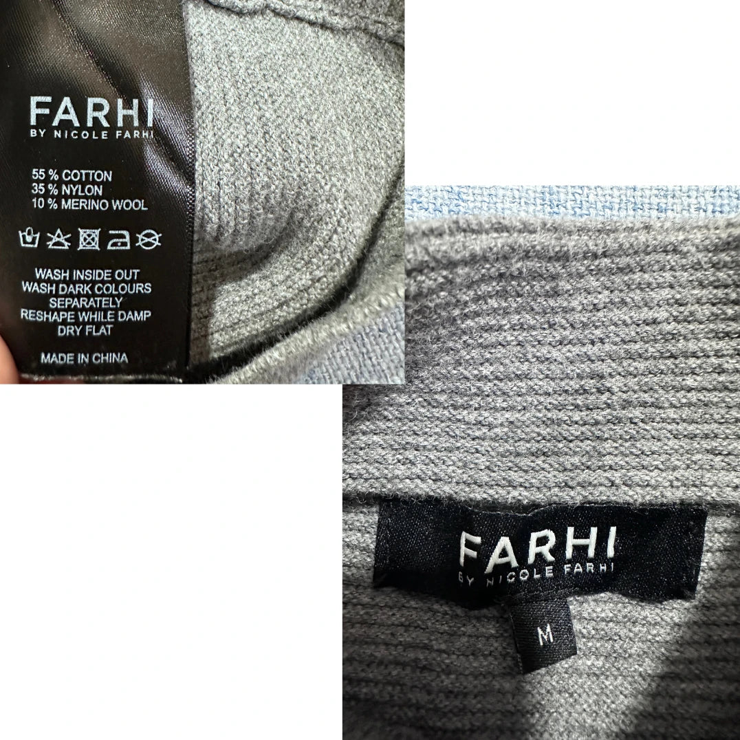 Farhi® Grey Ribbed Half Zip Sweater-M