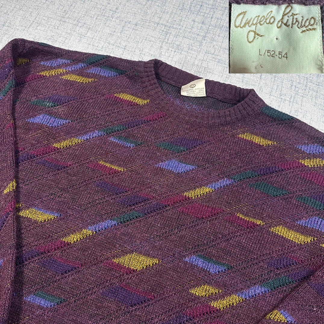 Angelo Litrico® Purple Geometric Knit Sweater-L
