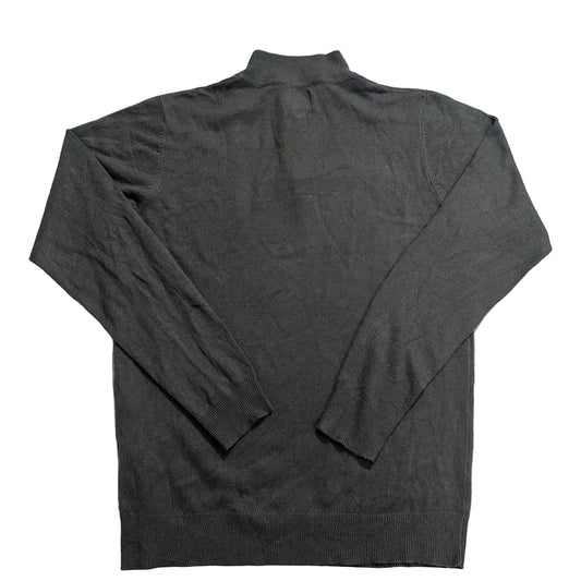 Threadbare® Charcoal Quarter Zip Knit Sweater-M