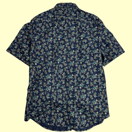 ๐ธ H&M Slim Fit Men's Floral Short Sleeve Shirt โ Navy