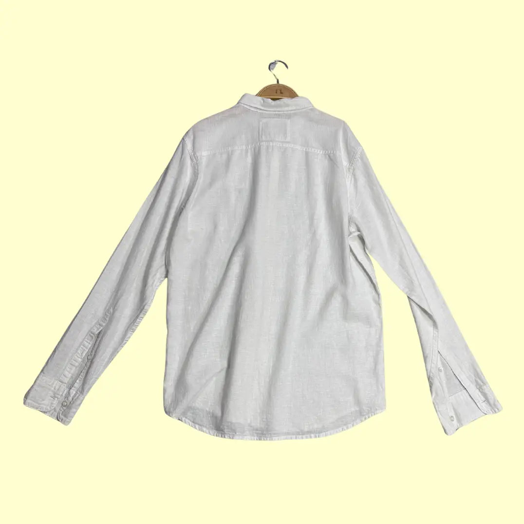 π€ Hollister California Slim Fit Linen-Blend Long Sleeve Shirt β White