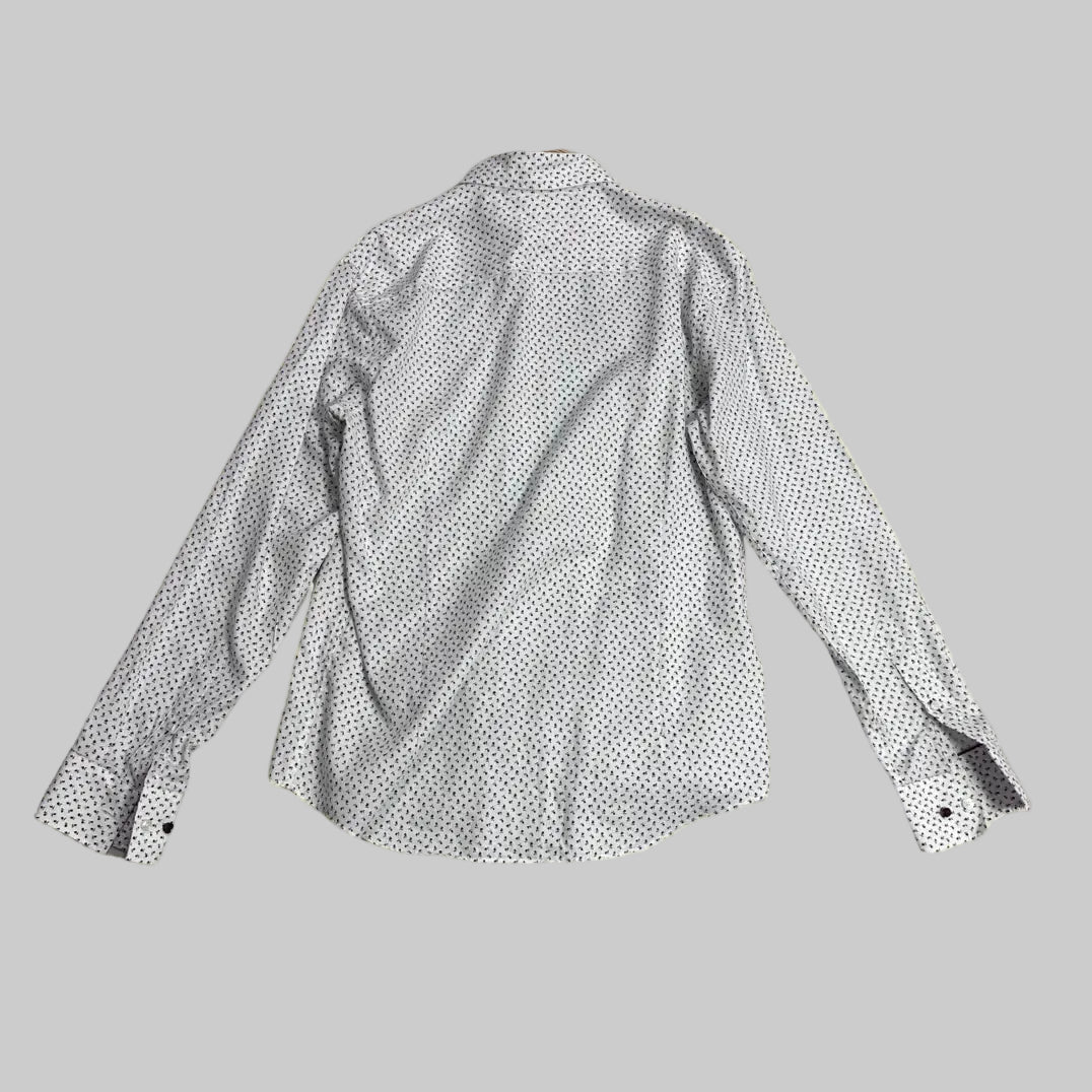 🤍 Van Heusen Commuter Slim Fit Printed Long Sleeve Shirt – White|CHEST 21