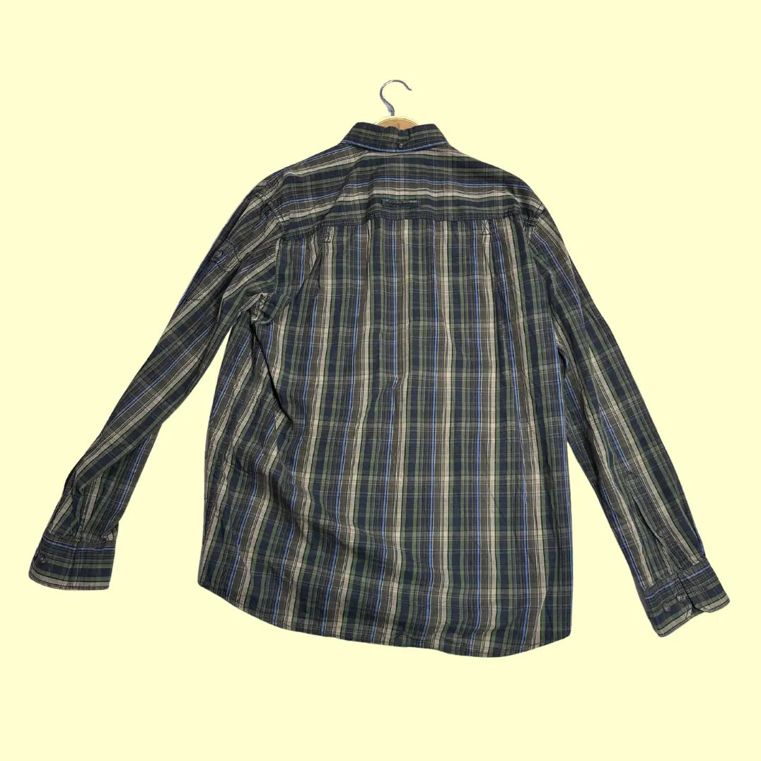 🟢 Camel Active Men’s Casual Outdoor Shirt – Green/Blue Plaid