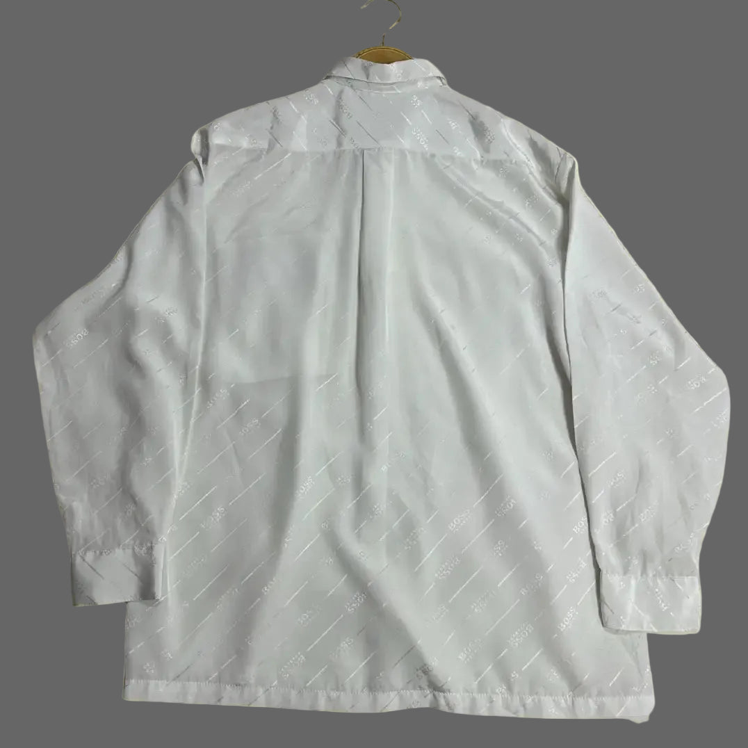 HUGO BOSS White Patterned Dress Shirt|CHEST 24