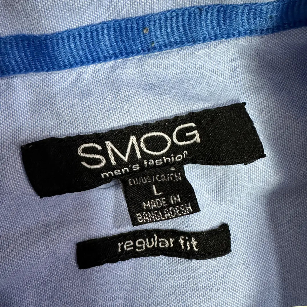🧥 SMOG Men’s Embroidered White Shirt – Regular Fit – Size L